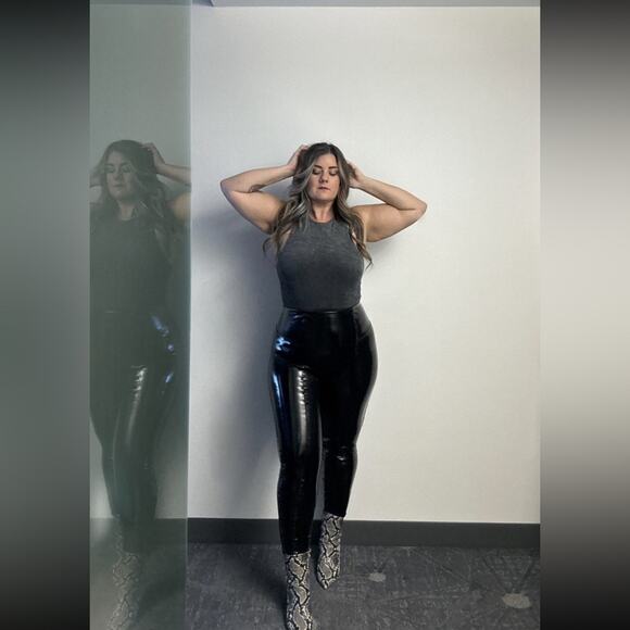 NEW SPANX black latex leggings size XL Petite - Picture 7 of 9